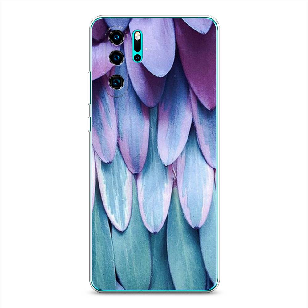 

Чехол на Huawei P30 Pro "Синее перо", Фиолетовый;голубой, 67650-3