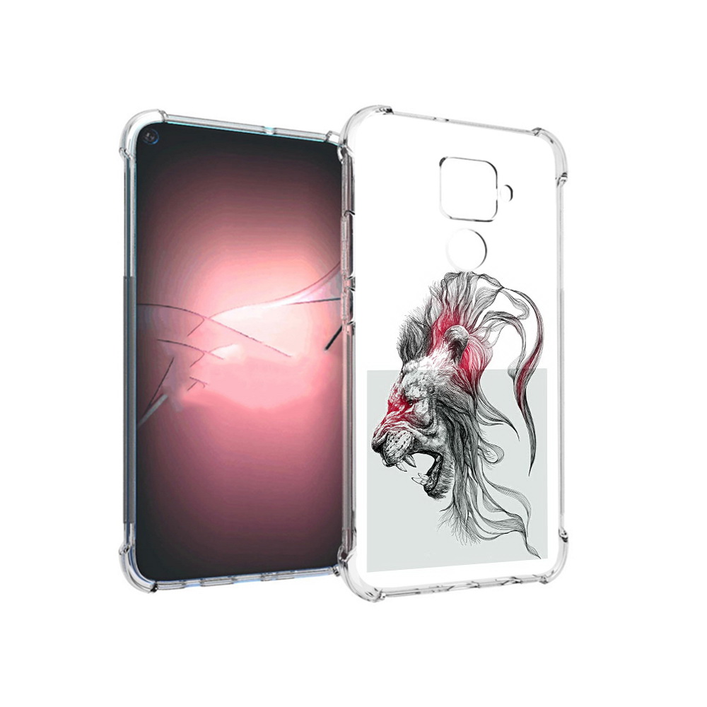

Чехол MyPads Tocco для Huawei Nova 5i Pro разъяренный лев, Прозрачный, Tocco