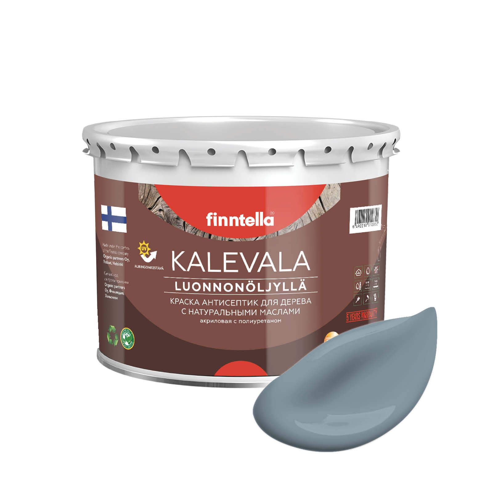 

Краска для дерева и деревянных фасадов FINNTELLA KALEVALA, с натуральным маслом и полиурет, Синий, KALEVALA NLC