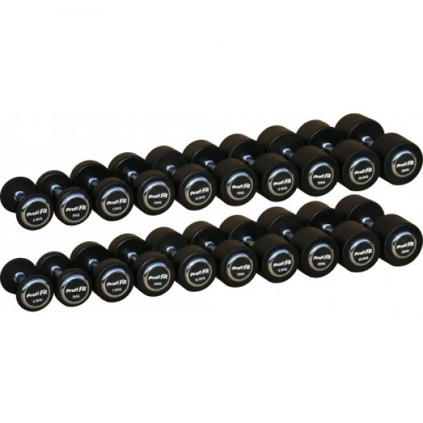 

Гантельный ряд ProfiFit Professional от 2,5 до 25 кг, 12 пар, Черный, Professional
