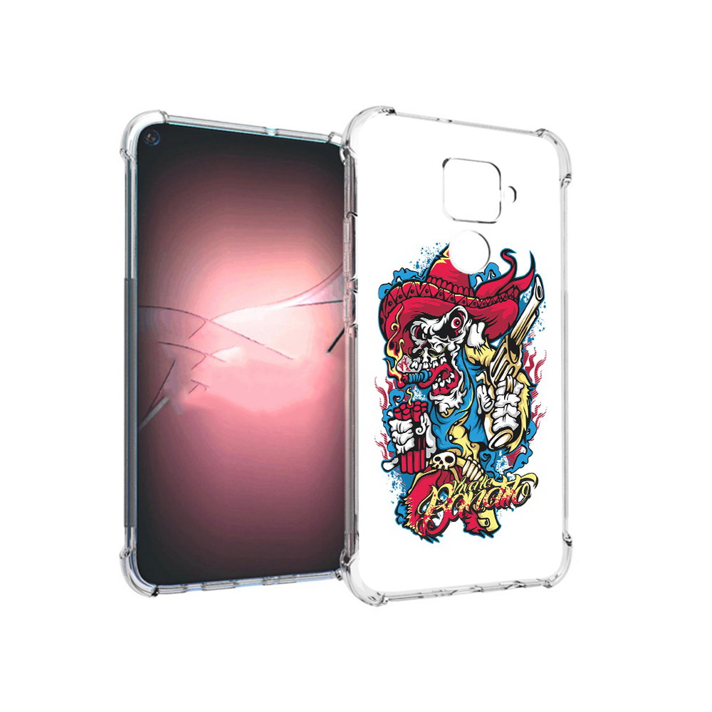 

Чехол MyPads Tocco для Huawei Nova 5i Pro нарисованный скелет с писталетом, Прозрачный, Tocco