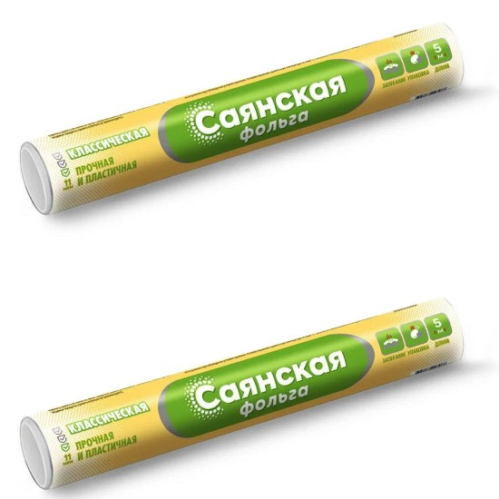 

Фольга пищевая Саянская Классическая 10 м x 29 см, 11 мкм 2 шт, Классическая 10 м x 29 см, 11 мкм 2 шт