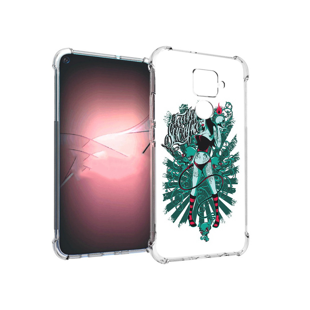 

Чехол MyPads Tocco для Huawei Nova 5i Pro нарисованная девушка в татуировках, Прозрачный, Tocco