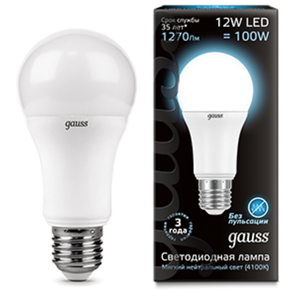 фото Упаковка светодиодных ламп gauss black filament led a60 e27 12w 4100k 102902212 x10