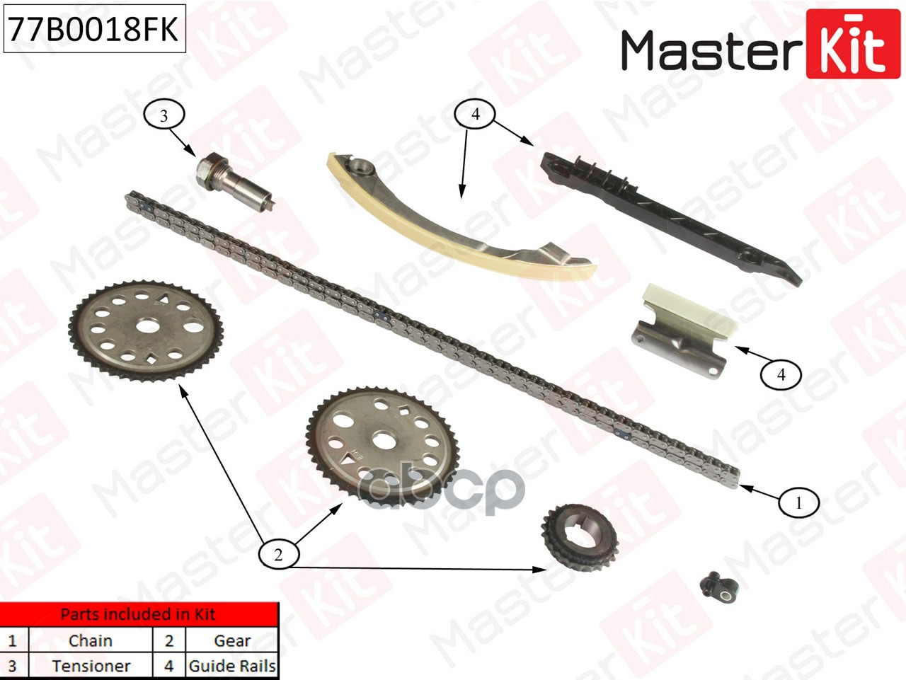 

Комплект Цепи Грм Opel Vectra C 2.2i 16v Z22se 02- 77b0018fk MasterKit арт. 77B0018FK