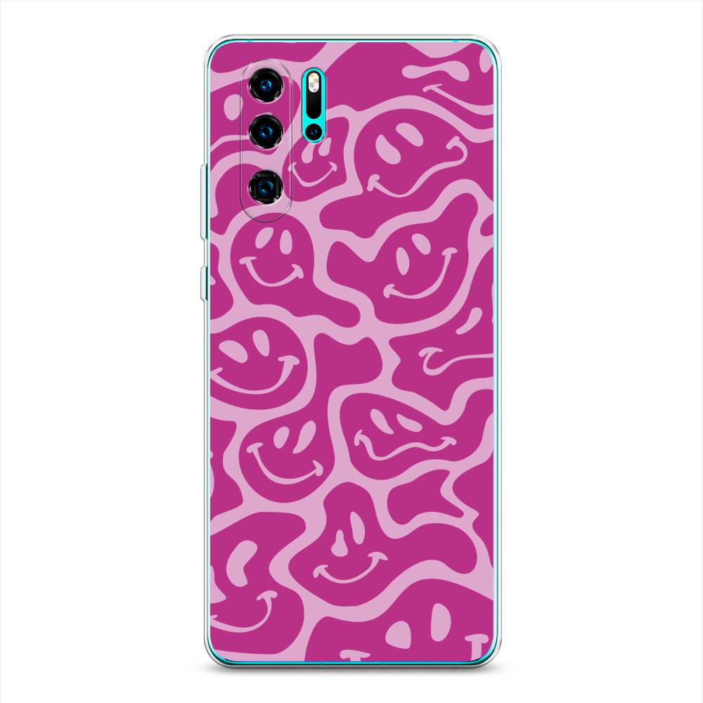 

Чехол на Huawei P30 Pro "Расплывчатые смайлики розовые", Фиолетовый, 67650-6