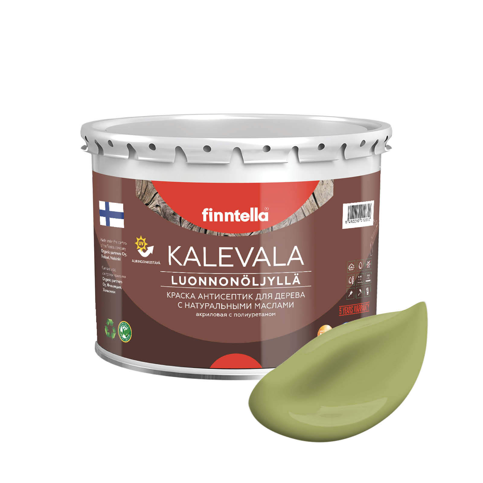 

Краска для дерева и деревянных фасадов FINNTELLA KALEVALA, с натуральным маслом и полиурет, Зеленый, KALEVALA NLC