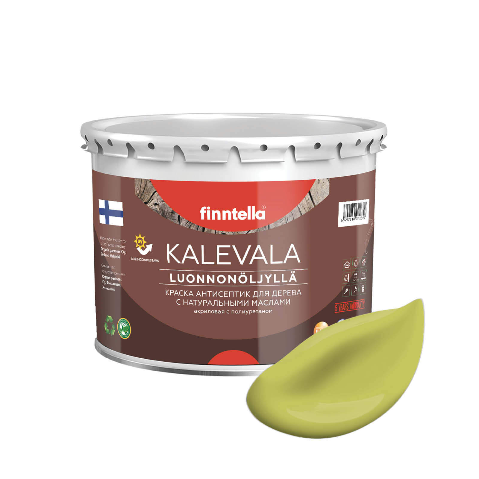 

Краска для дерева и деревянных фасадов FINNTELLA KALEVALA, с натуральным маслом и полиурет, Зеленый, KALEVALA NLC