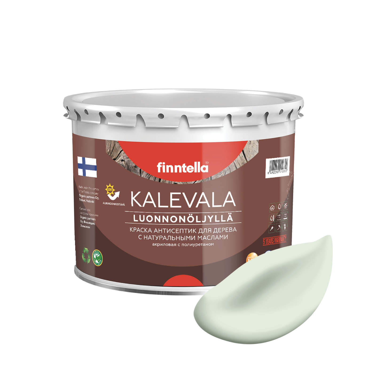 

Краска для дерева и деревянных фасадов FINNTELLA KALEVALA, с натуральным маслом и полиурет, Зеленый, KALEVALA NLC