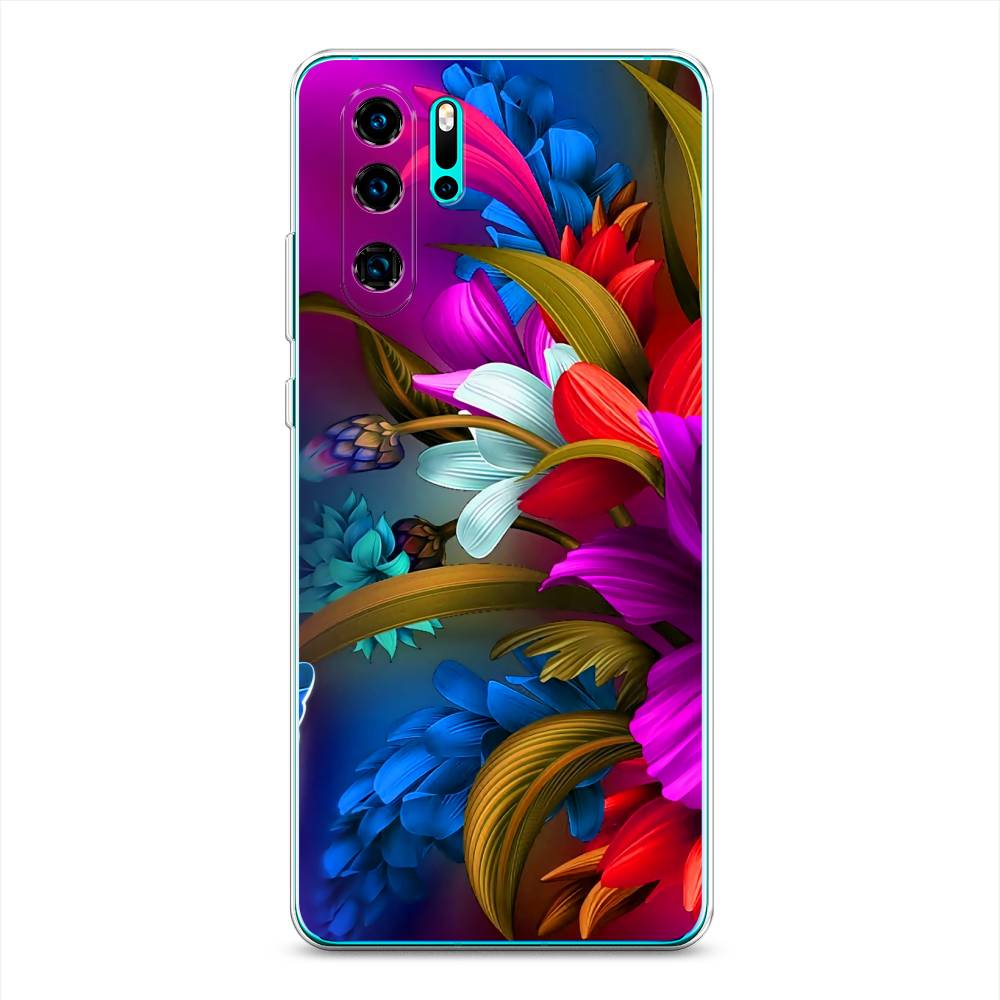 

Чехол на Huawei P30 Pro "Фантастические цветы", Фиолетовый;красный;синий, 67650-2