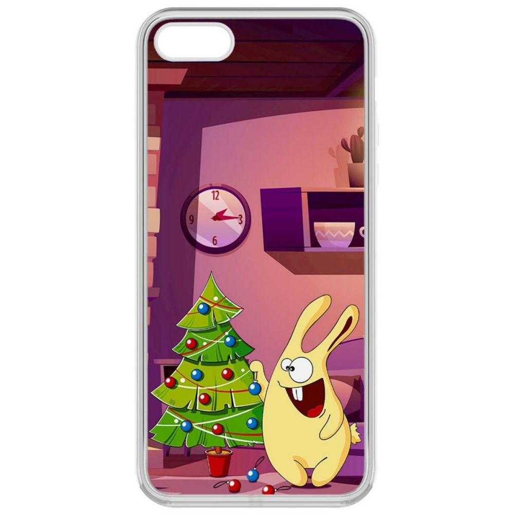 

Чехол-накладка Krutoff Clear Case Кролик для iPhone 5S, Прозрачный