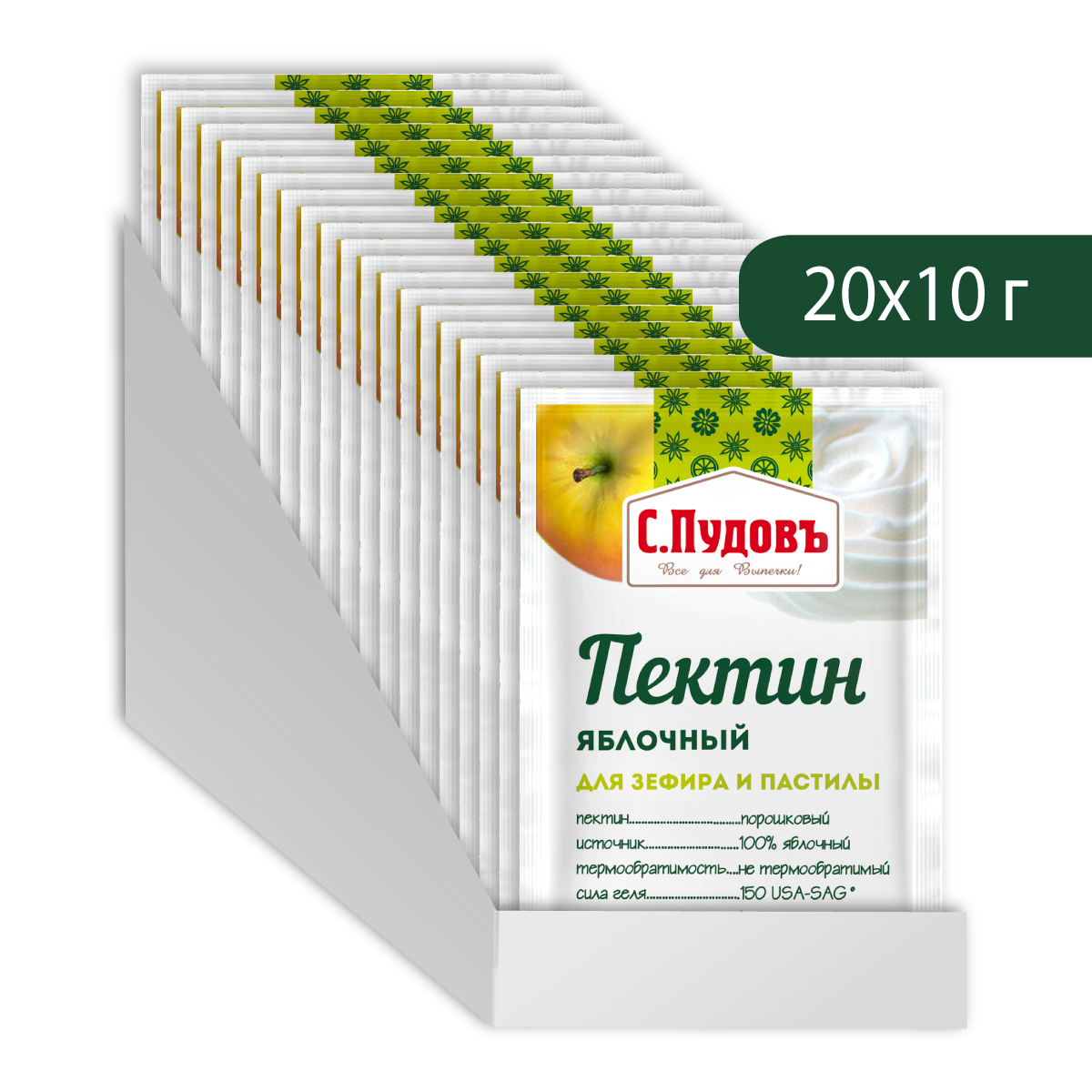 

Пектин яблочный С.Пудовъ для зефира и пастилы, 10 г x 20 шт