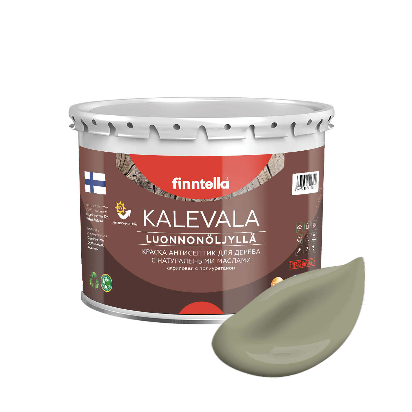 

Краска для дерева и деревянных фасадов FINNTELLA KALEVALA, с натуральным маслом и полиурет, Зеленый, KALEVALA NLC