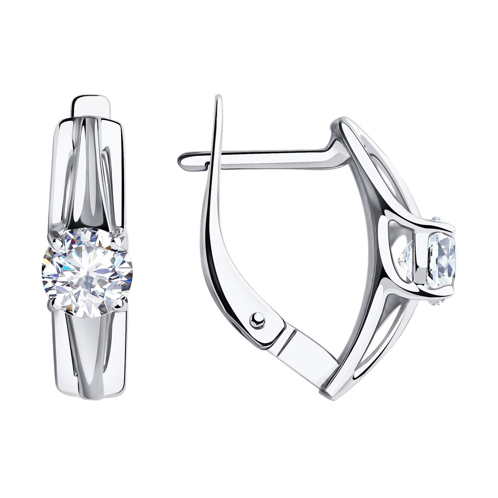 

Серьги из белого золота с фианитом SOKOLOV 81020544-3, 81020544-3