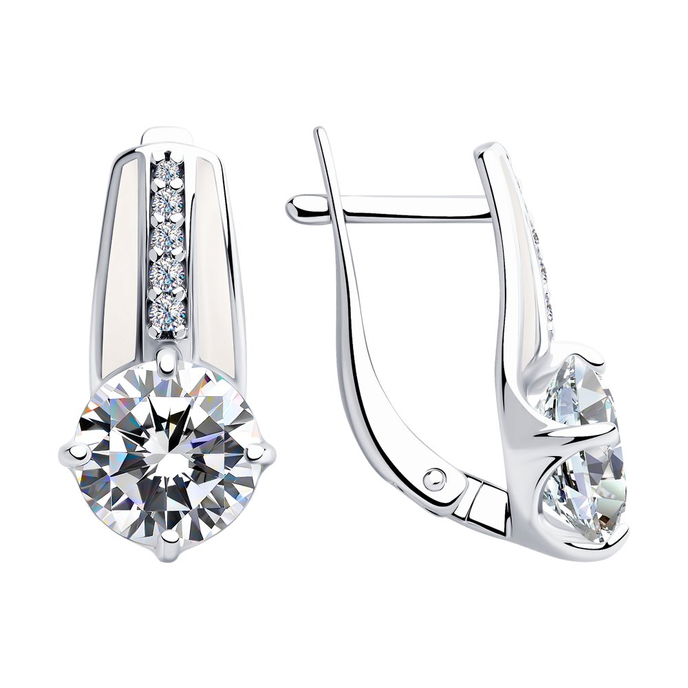 

Серьги из серебра SOKOLOV 94023439, фианит/эмаль, 94023439