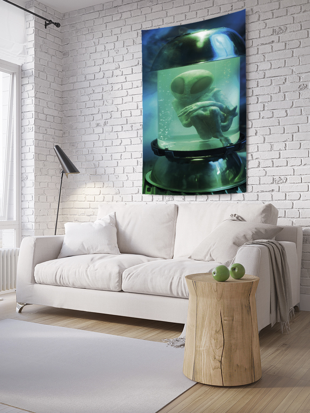 фото Вертикальное фотопанно на стену joyarty "кровать инопланетянина", 150x200 см