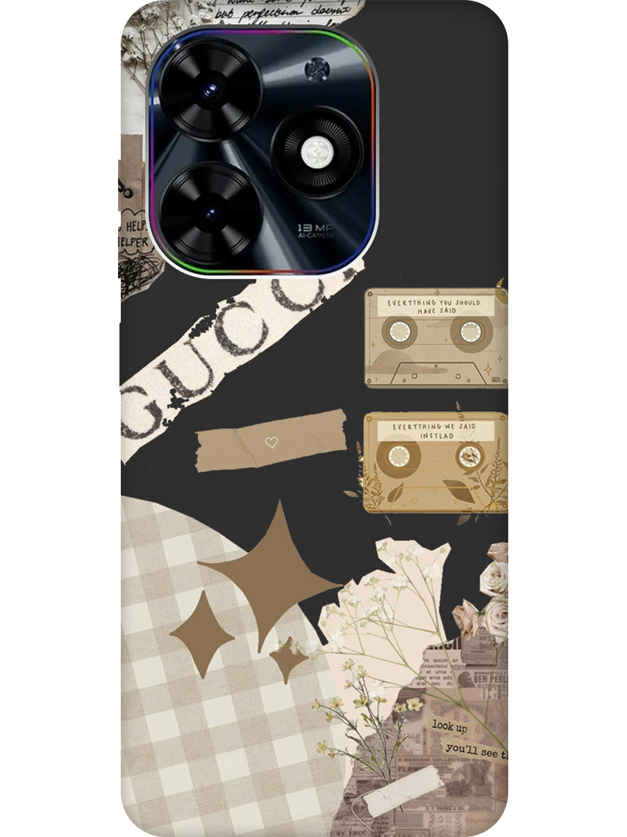 

Силиконовый чехол на Infinix Hot 40i с рисунком "GUCCI Stickers" Soft Touch черный, Черный;белый, 20011893