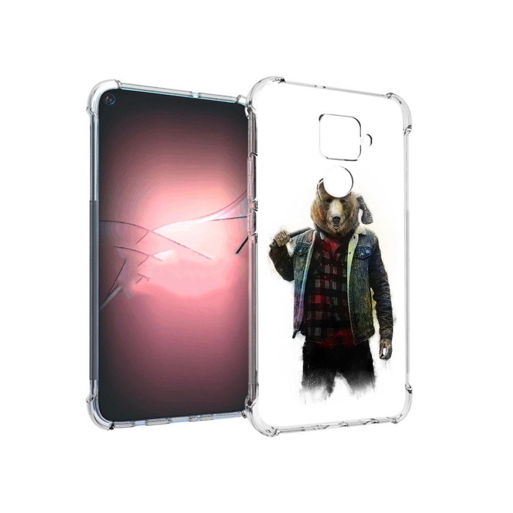 

Чехол MyPads Tocco для Huawei Nova 5i Pro медведь с топором, Прозрачный, Tocco