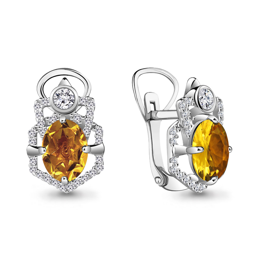 

Серьги из серебра с фианитом Aquamarine 4456006А_925_р, 4456006А_925_р