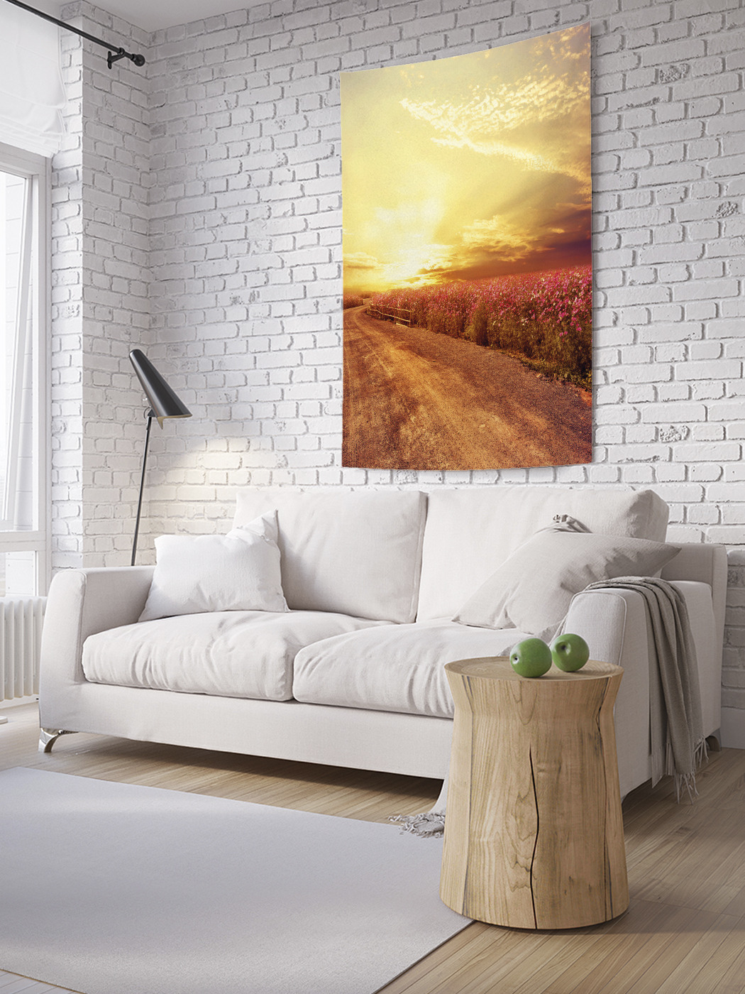 

Вертикальное фотопанно на стену JoyArty Дорога среди полей 150x200 см, Дорога среди полей