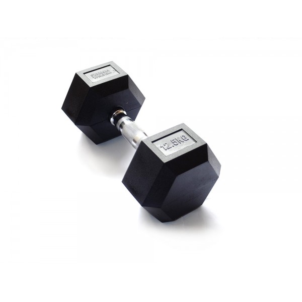 

Неразборная гантель обрезиненная Fitness tools inc FT-HEX 1 x 12,5 кг, черный, FT-HEX