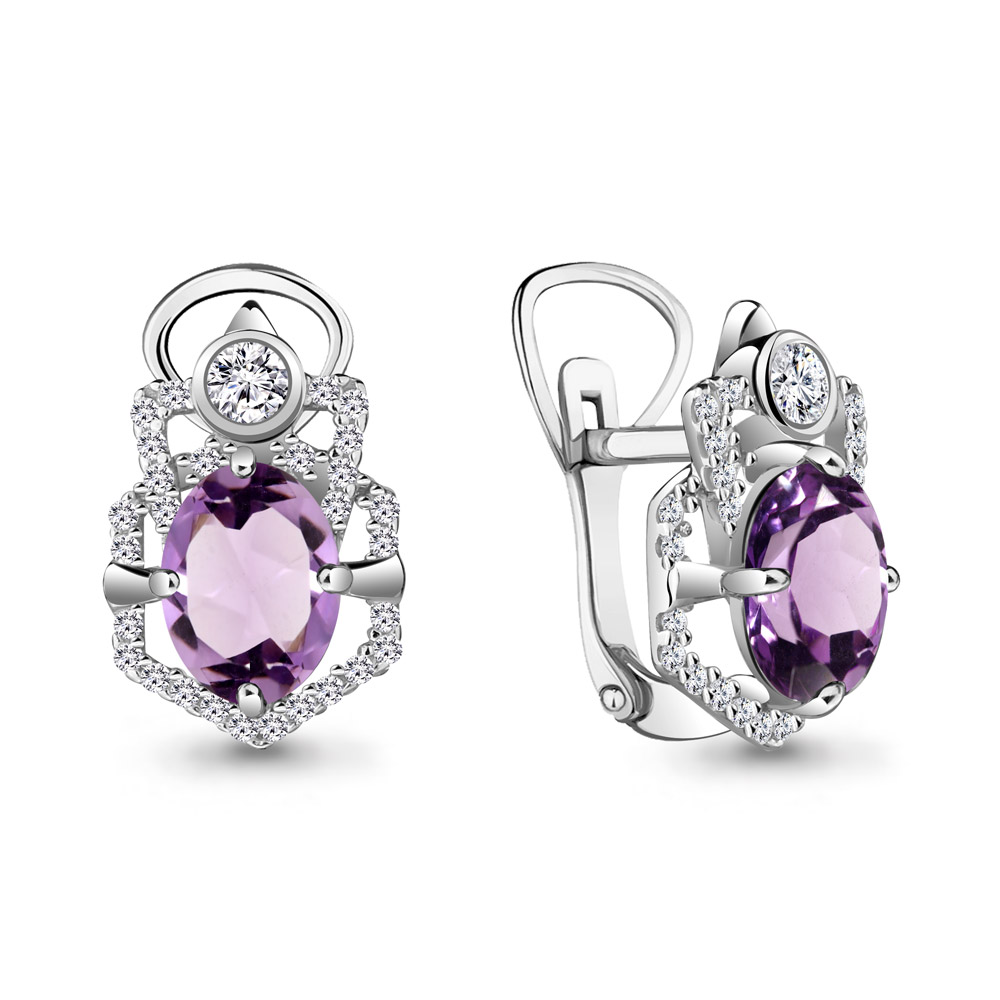 

Серьги из серебра с аметистом Aquamarine 4456004А_925_р, 4456004А_925_р