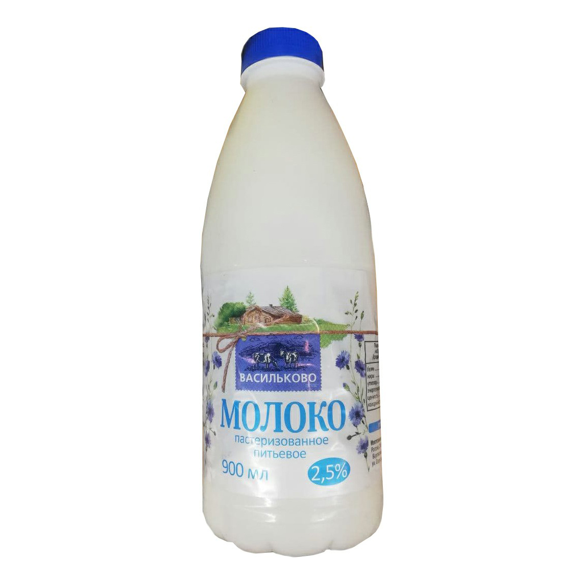 Молоко 3,4-6% коровье пастеризованное 900 мл Васильково поле