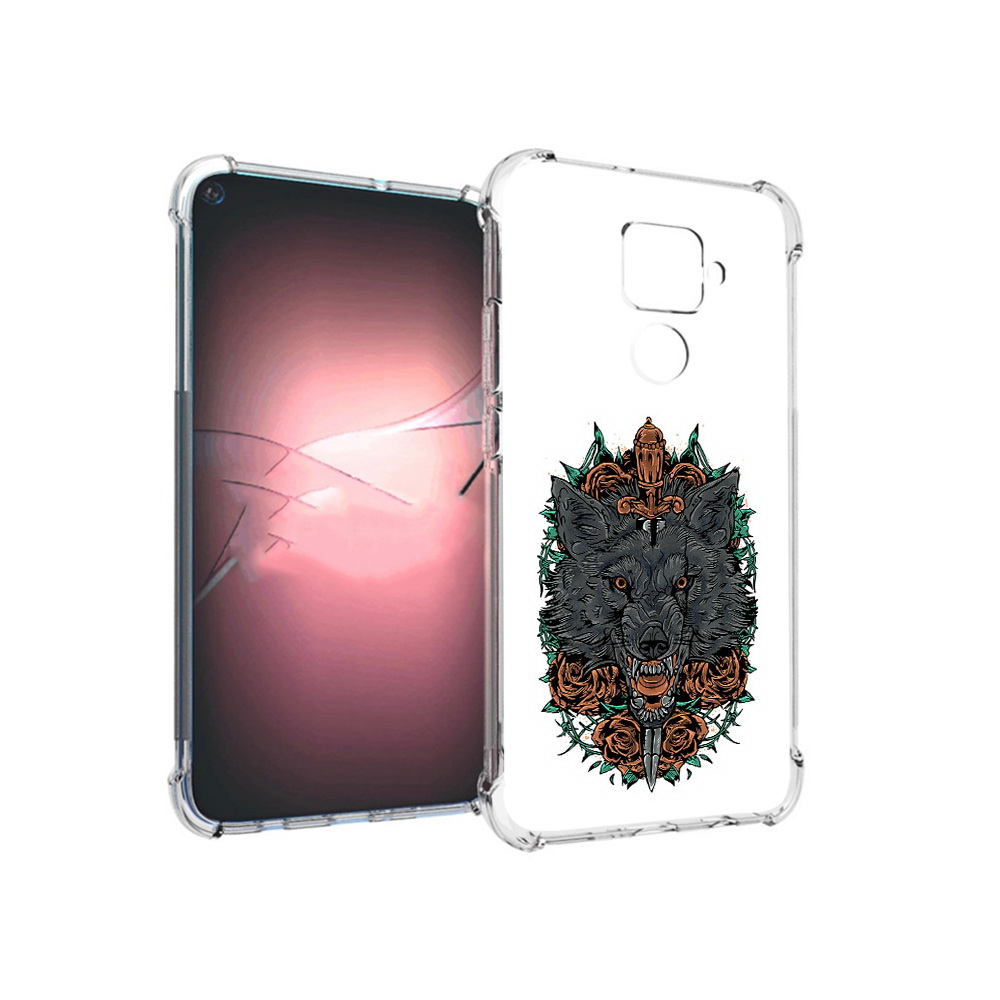

Чехол MyPads Tocco для Huawei Nova 5i Pro красивый злой волк, Прозрачный, Tocco