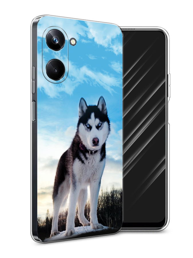 

Чехол Awog на Realme 10 Pro "Хаски 3", Белый;черный;голубой, 2512550-2