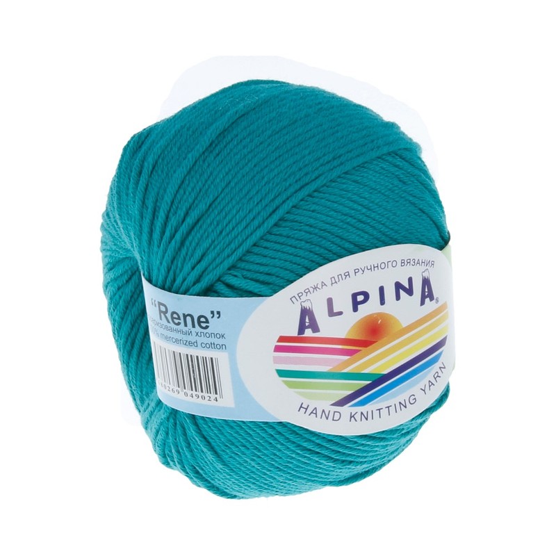 

Пряжа Alpina Rene 10 шт. по 50 г 100% мерсеризованный хлопок 105 м №139 бирюзовый, "RENE"