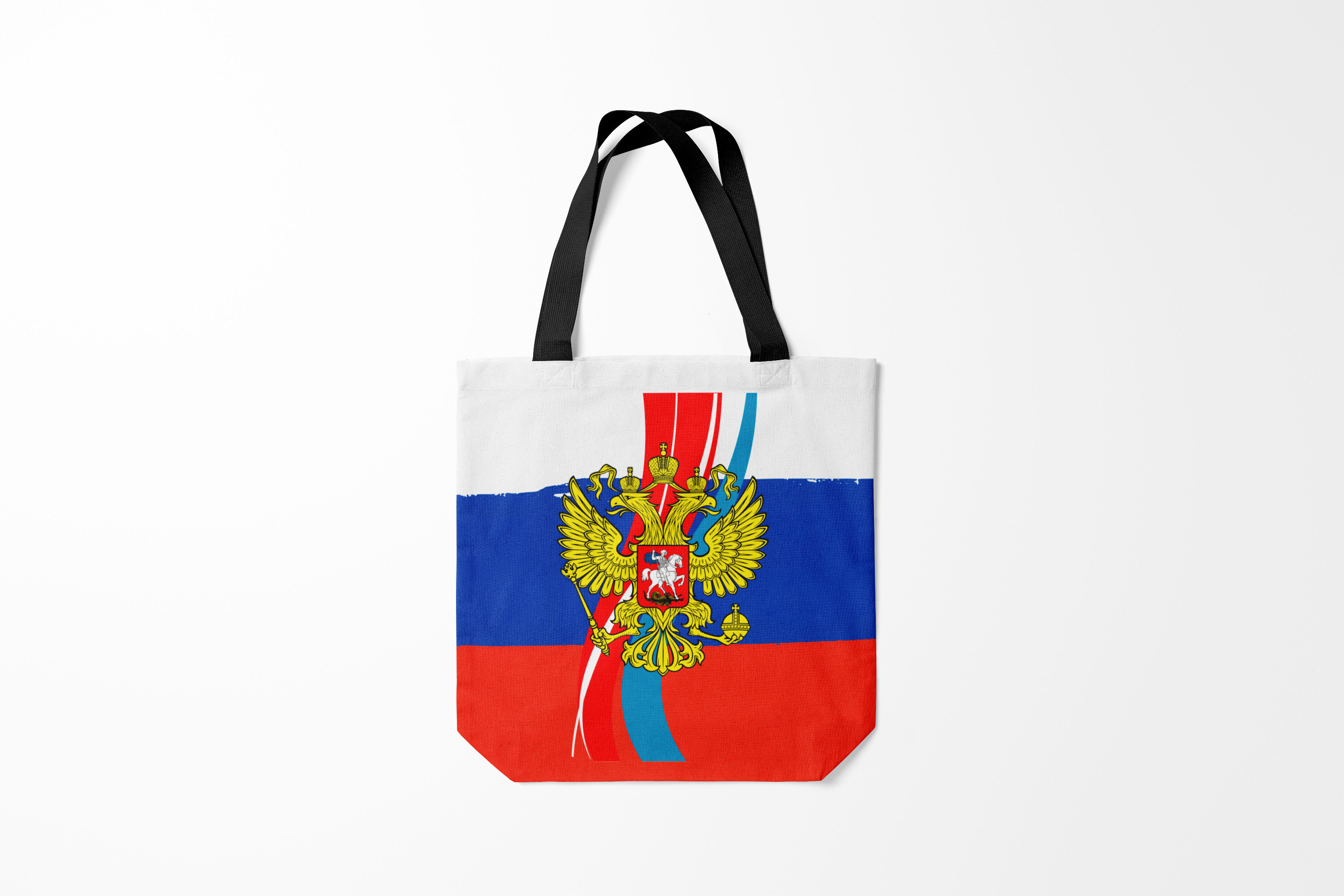 

Сумка шoппер унисекс Burnettie Флаг России Герб России., разноцветный, Флаг России Герб России.