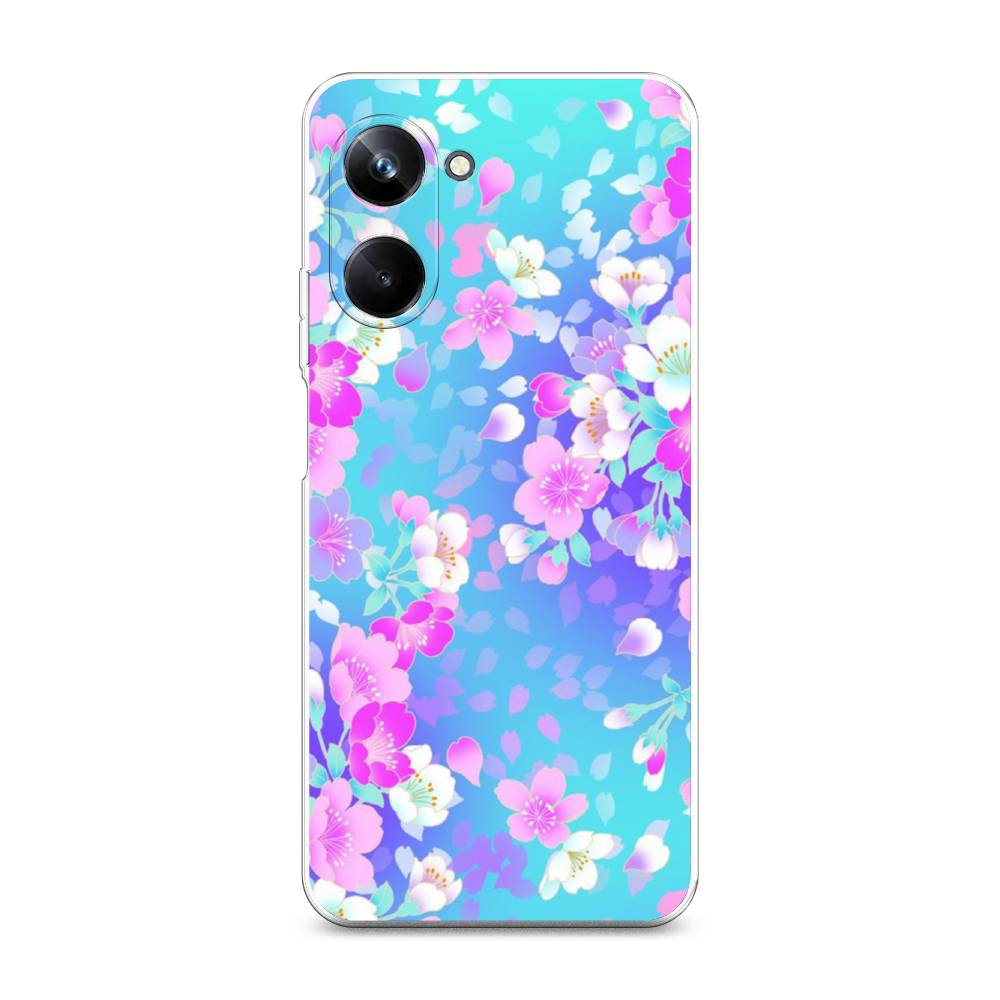 

Чехол Awog на Realme 10 Pro "Яблоневые цветы", Голубой;розовый;белый, 2512550-8