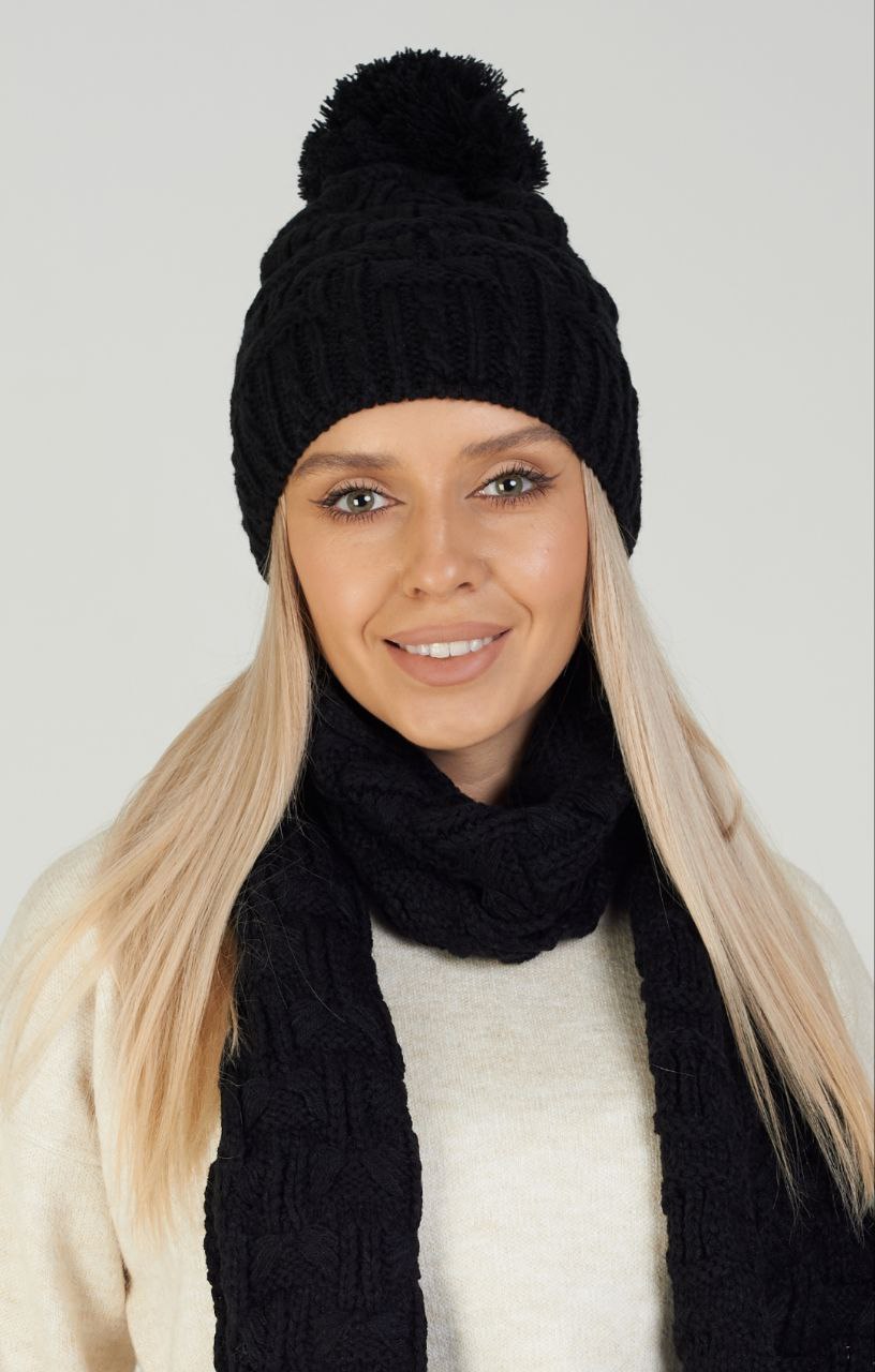 

Шапка бини женская Зима черная, one size, Зима