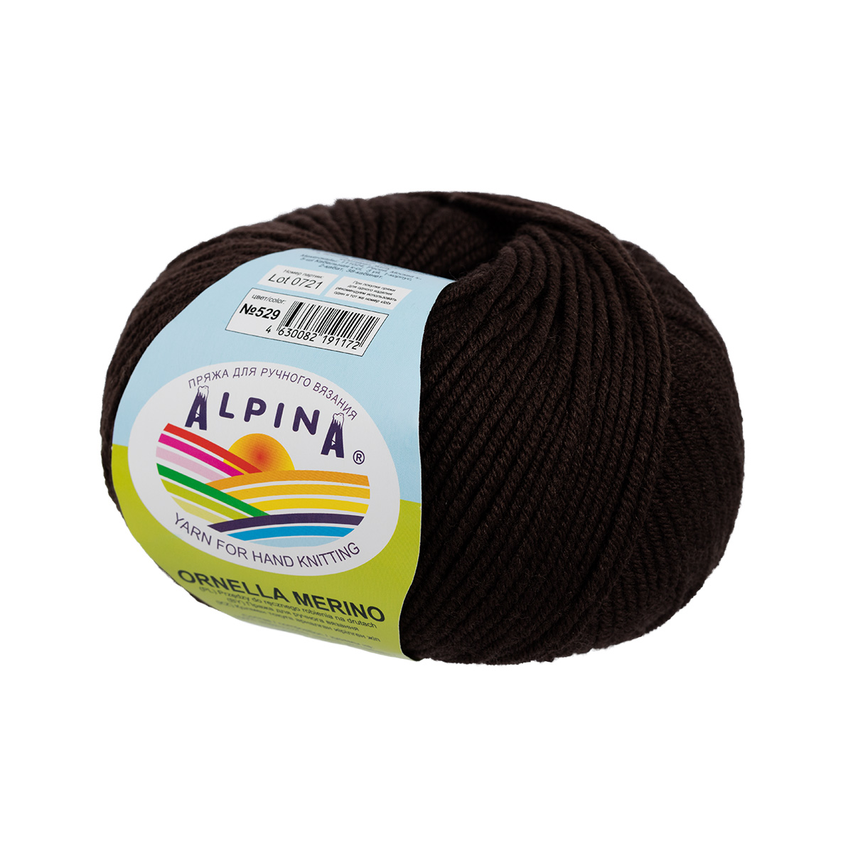 

Пряжа Alpina Ornella Merino 10 шт. по 50 г 100% мериносовая шерсть 125 м №529 коричневый, ORNELLA MERINO