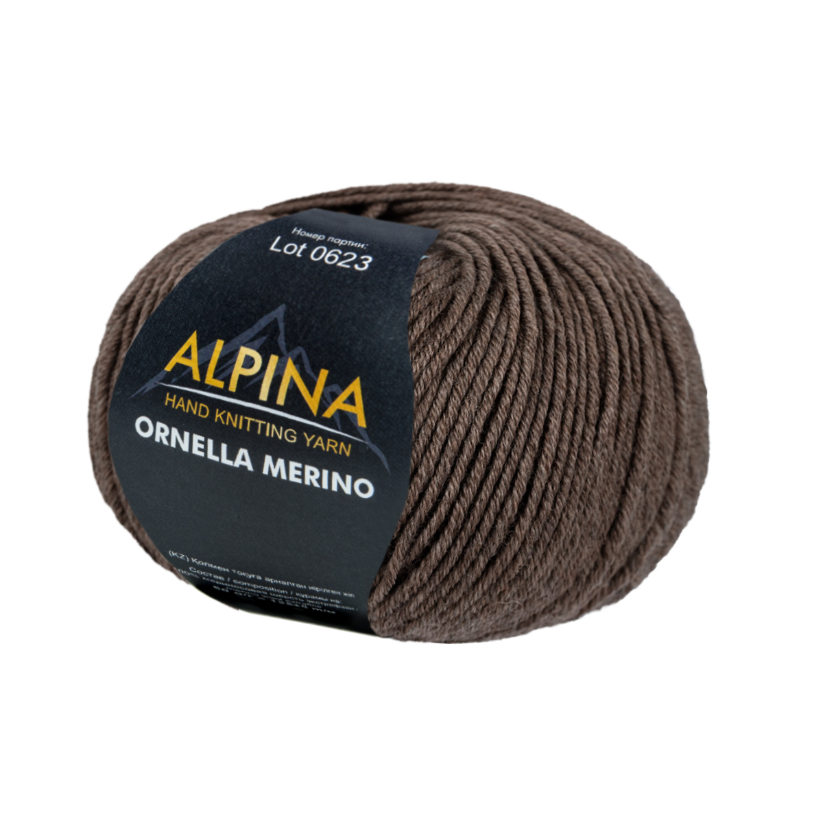 

Пряжа Alpina Ornella Merino 10 шт по 50 г 100% мериносовая шерсть 125 м №500 св.коричневый, ORNELLA MERINO