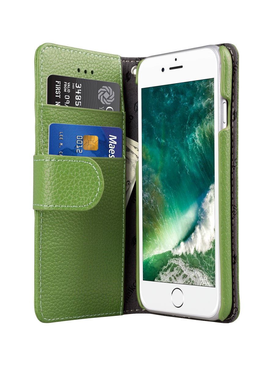 фото Чехол melkco для apple iphone 7/8 - wallet book type green