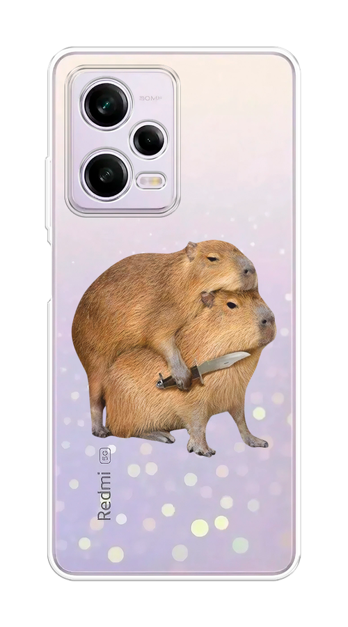 

Чехол на Xiaomi Redmi Note 12 Pro 5G "Капибара с ножом", Бежевый, 317050-1