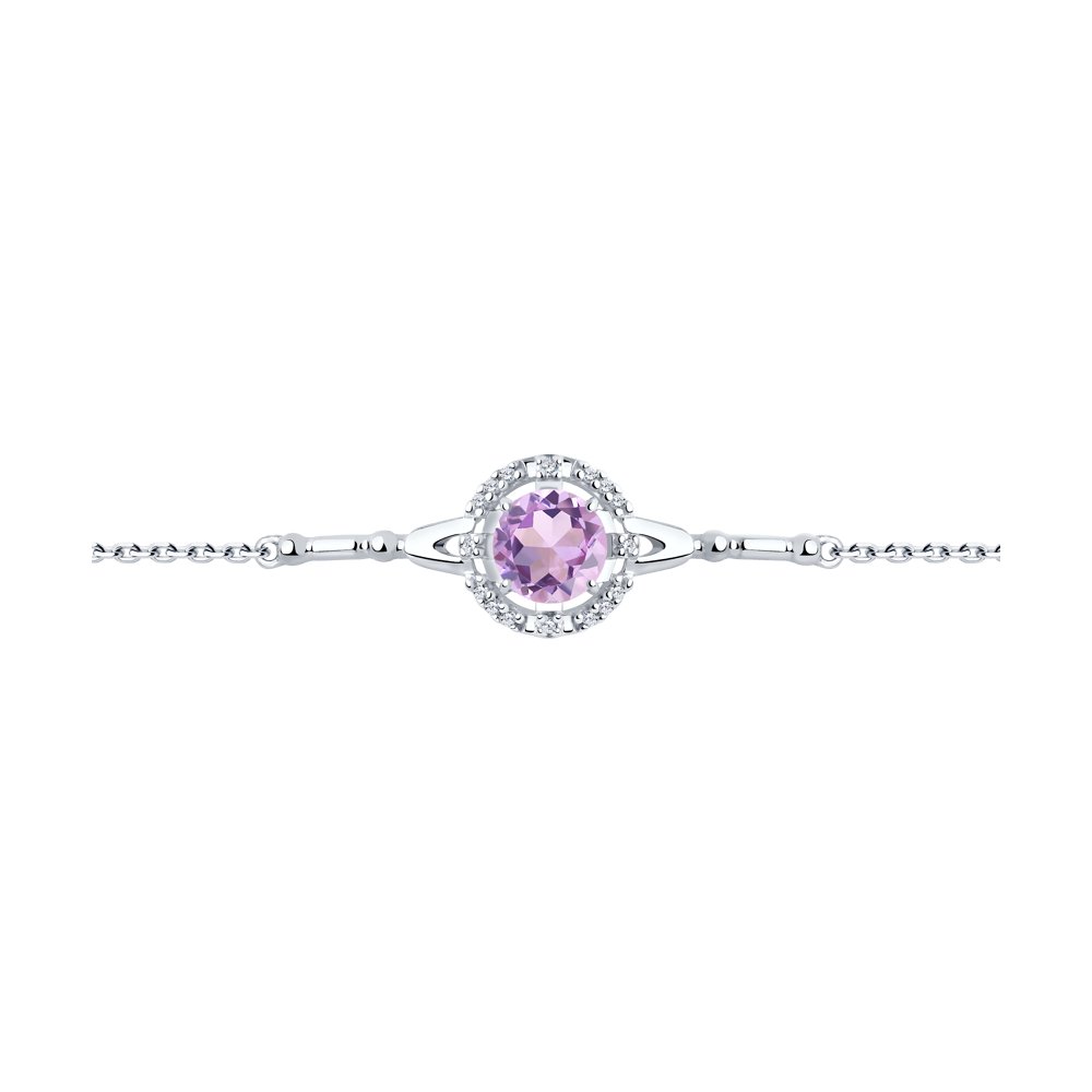 

Браслет из серебра р. 19 Diamant 94-350-00679-2, аметист\фианит, 94-350-00679-2
