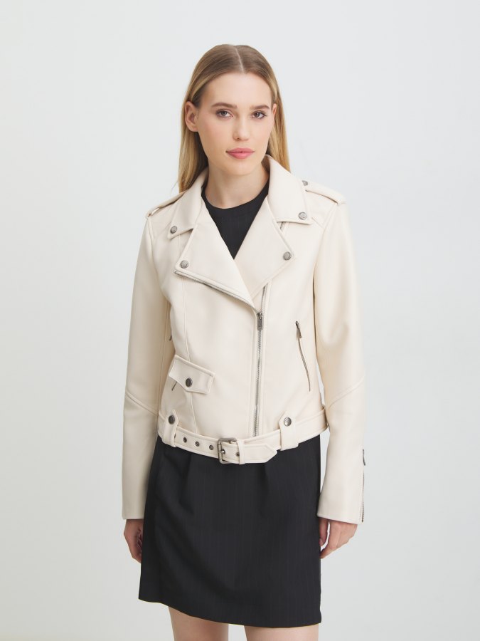 

Кожаная куртка женская Maison David DEBBY бежевая L, Бежевый, DEBBY