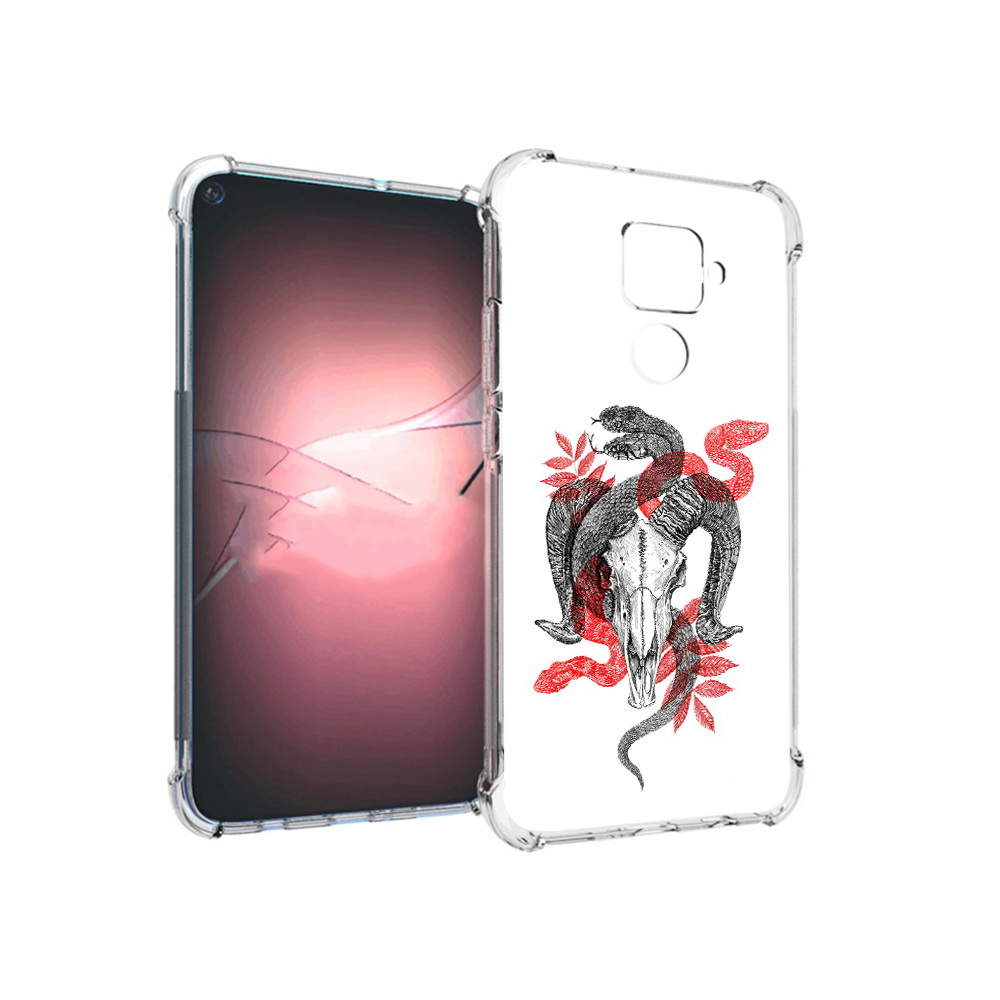 

Чехол MyPads Tocco для Huawei Nova 5i Pro змея в черепе рисунок, Прозрачный, Tocco