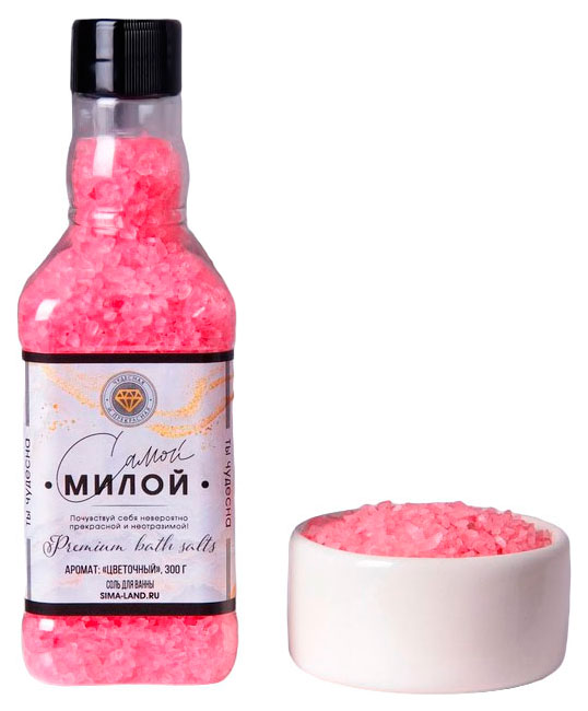 

Соль-виски «Самой милой» 300 г аромат розы 5144678, Розовый