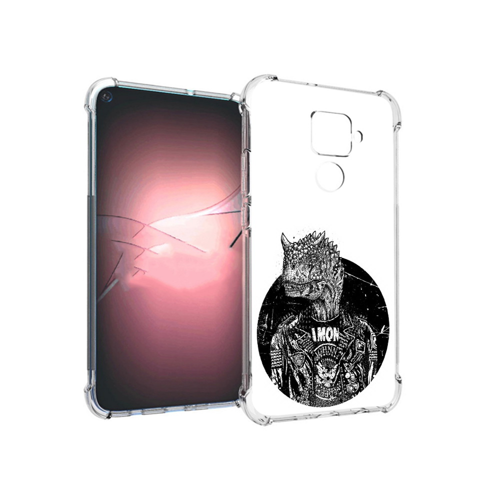 

Чехол MyPads Tocco для Huawei Nova 5i Pro динозавр в куртке, Прозрачный, Tocco