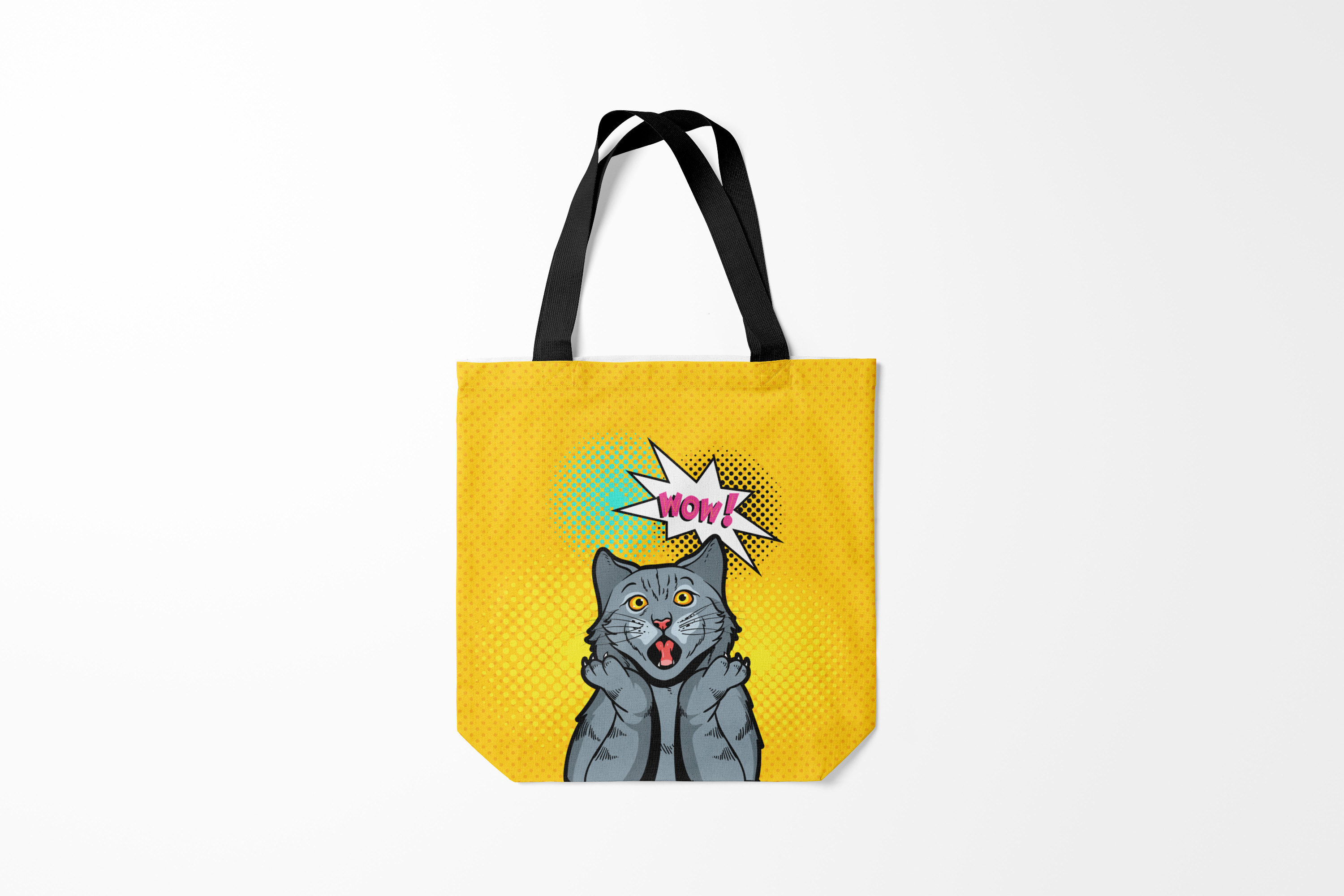 

Сумка шoппер унисекс Burnettie Pop Art Cat Wow, желтый, Pop Art Cat Wow