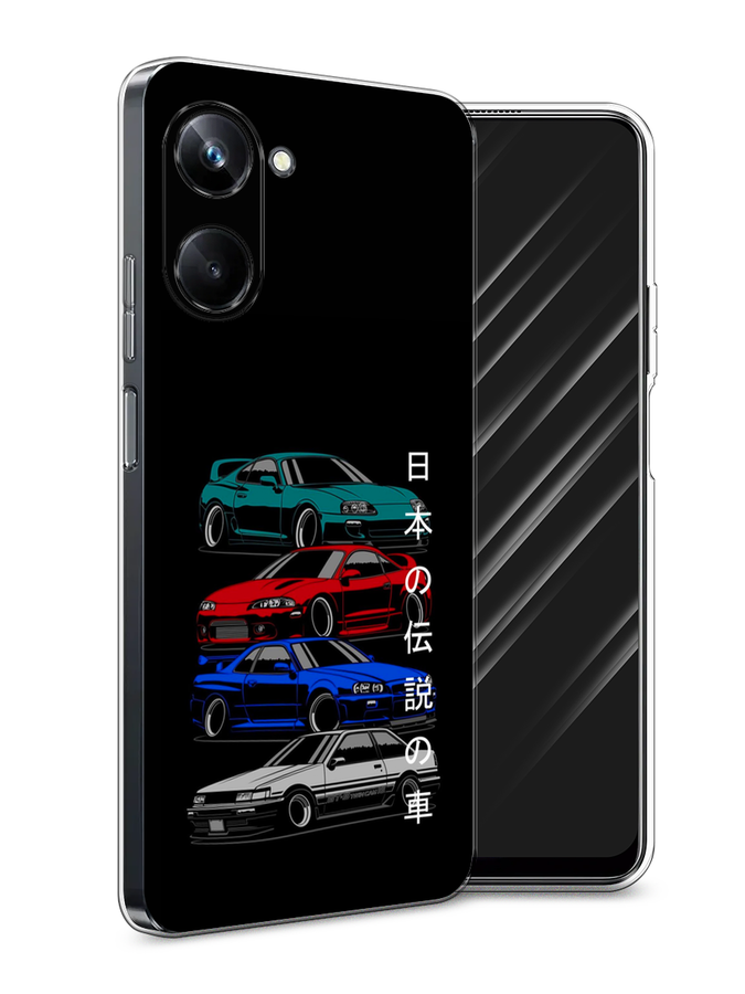 Чехол Awog на Realme 10 Pro "JDM Legend cars" 2512550-5 зеленый,  красный,  синий