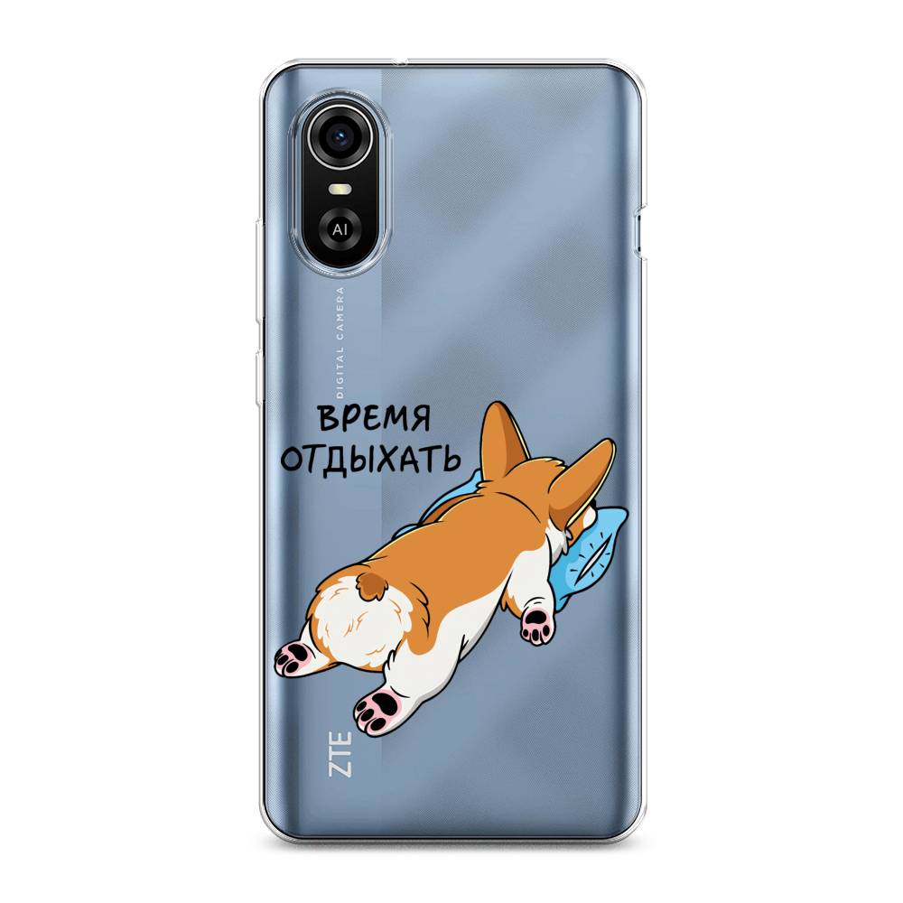 

Чехол на ZTE Blade A31 Plus "Корги отдыхает", Черный;коричневый;голубой, 135750-1