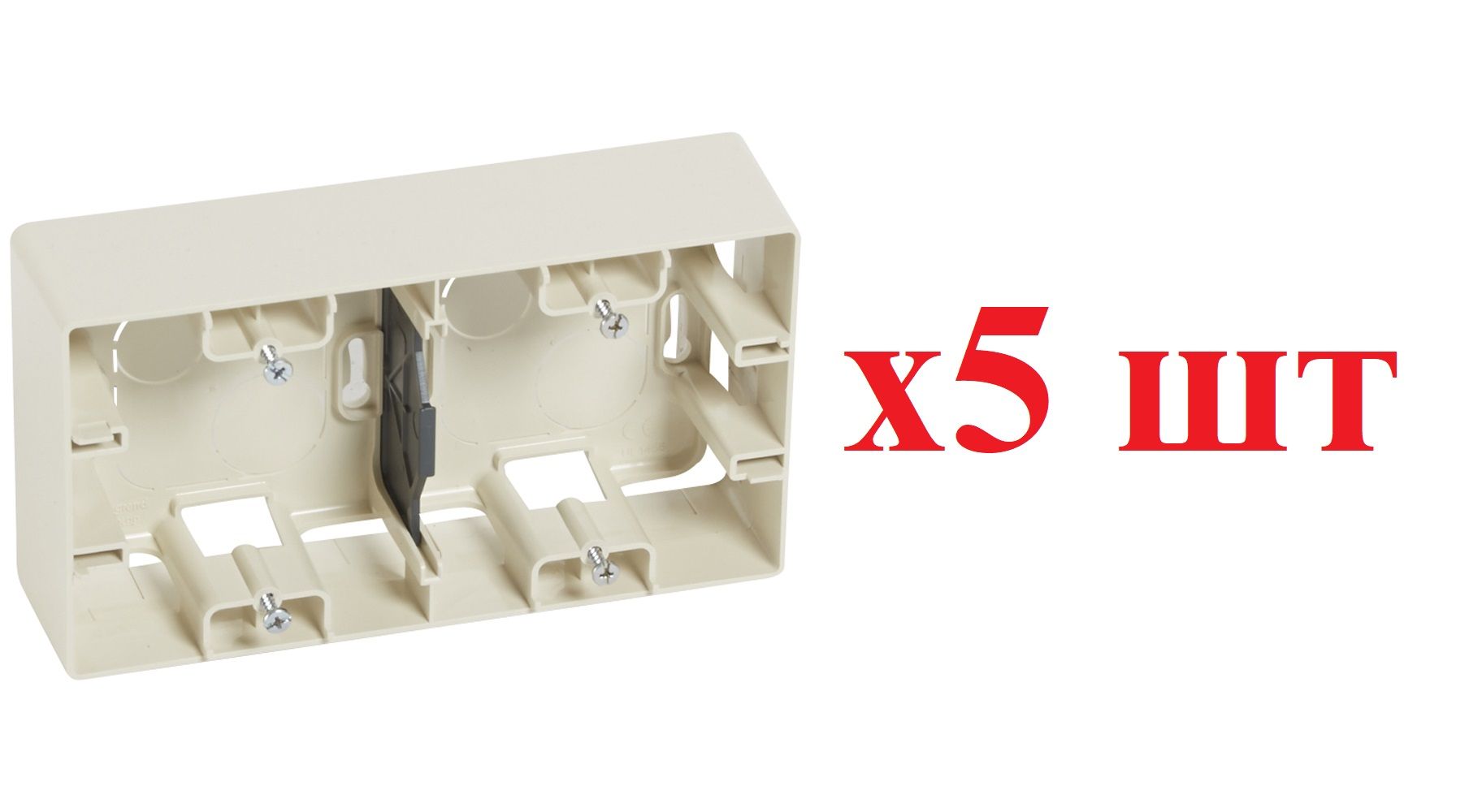 

Legrand Etika Слоновая кость Коробка накладная монтаж 2-ая 672540 (5шт), Бежевый, Etika_672540