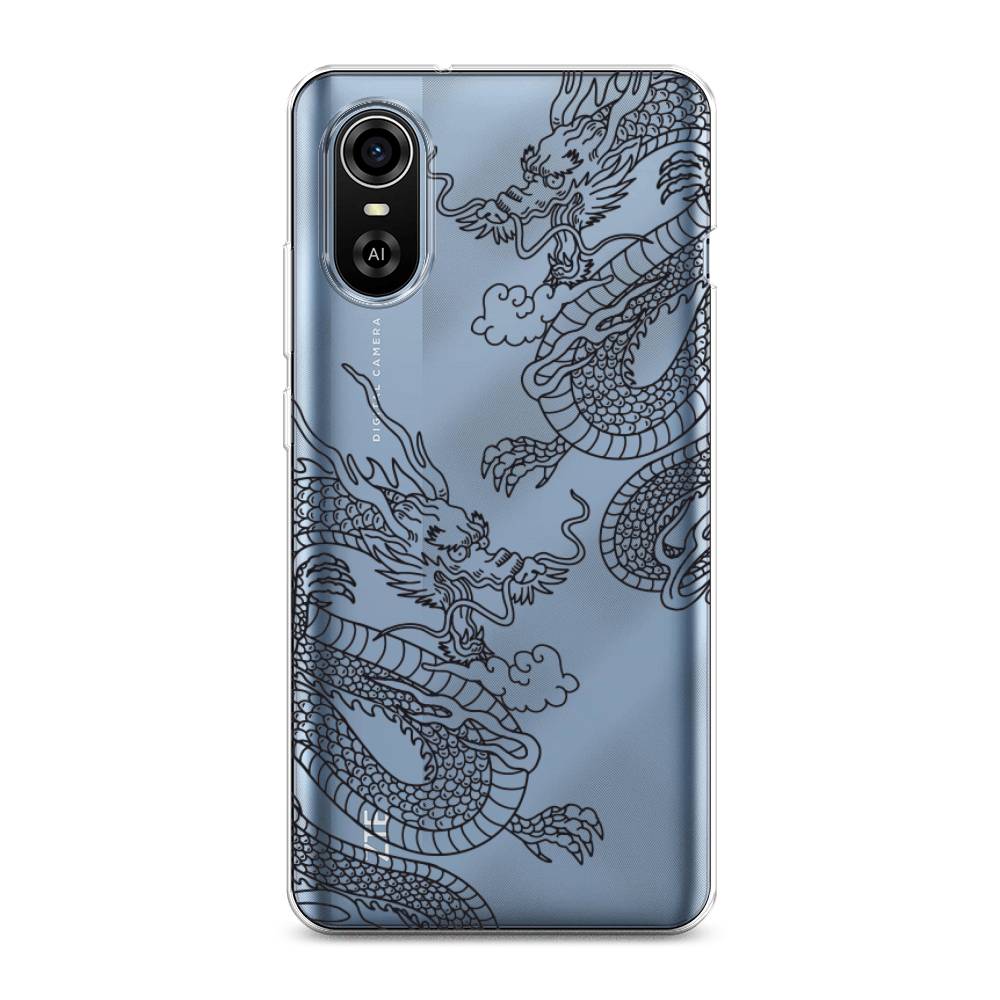 

Чехол на ZTE Blade A31 Plus "Два китайских дракона", Серый;черный, 135750-1