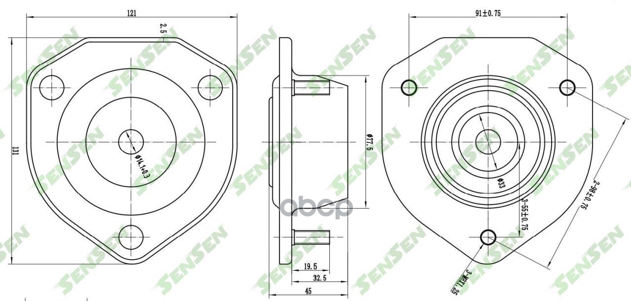 Опора Амортизатора Заднего Верхняя Chevrolet Lacetti J200 03 Sensen арт M61002 1604₽