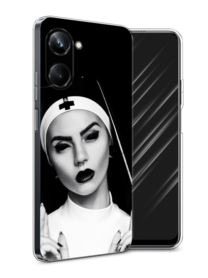 

Чехол Awog на Realme 10 Pro "Черная монашка", Серый;черный, 2512550-9