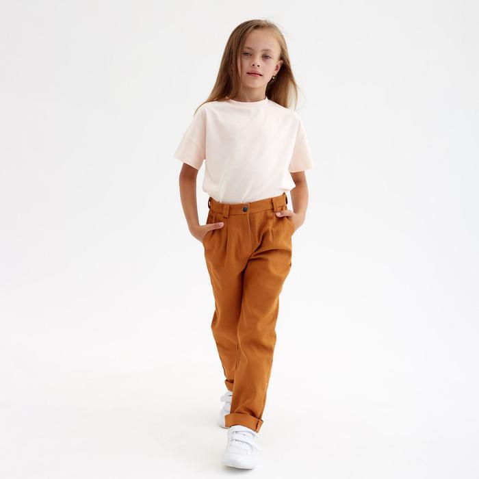 Брюки для девочки MINAKU: Casual collection KIDS, цвет рыжий, рост 140 см